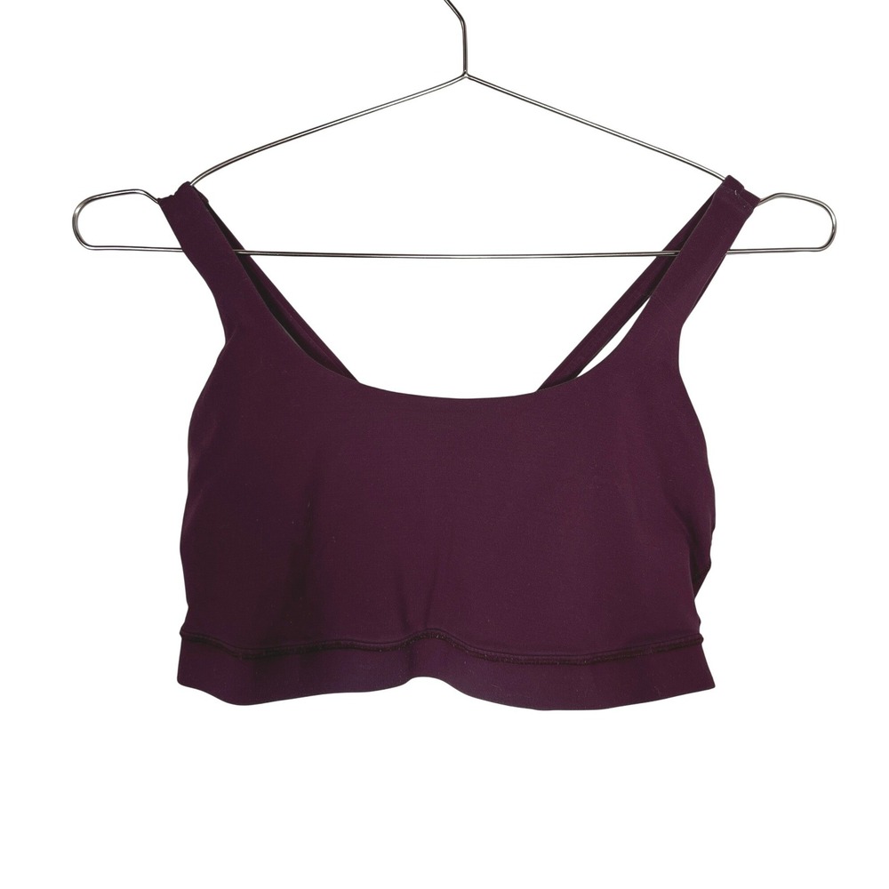 Women Burgundy Sports Bra Strappy Lululemon Athletic Workout